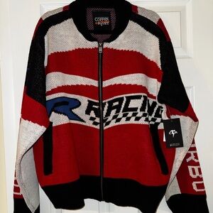 Copper Rivet Men's Racing Jacket - Red, Black, White